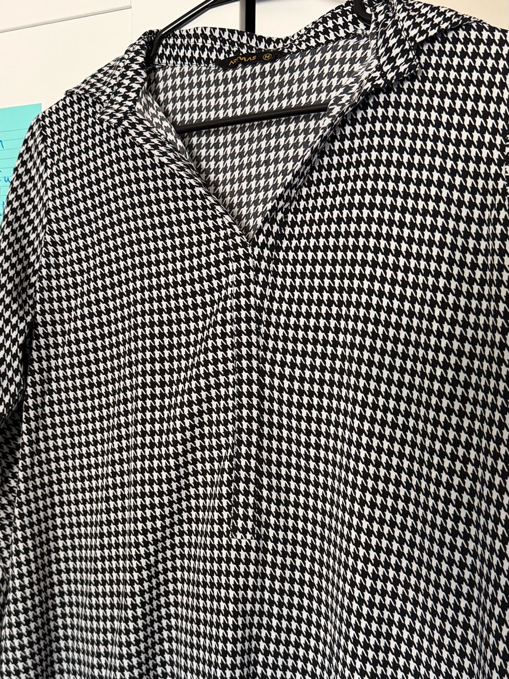 Black & White Houndstooth Button-Up Shirt